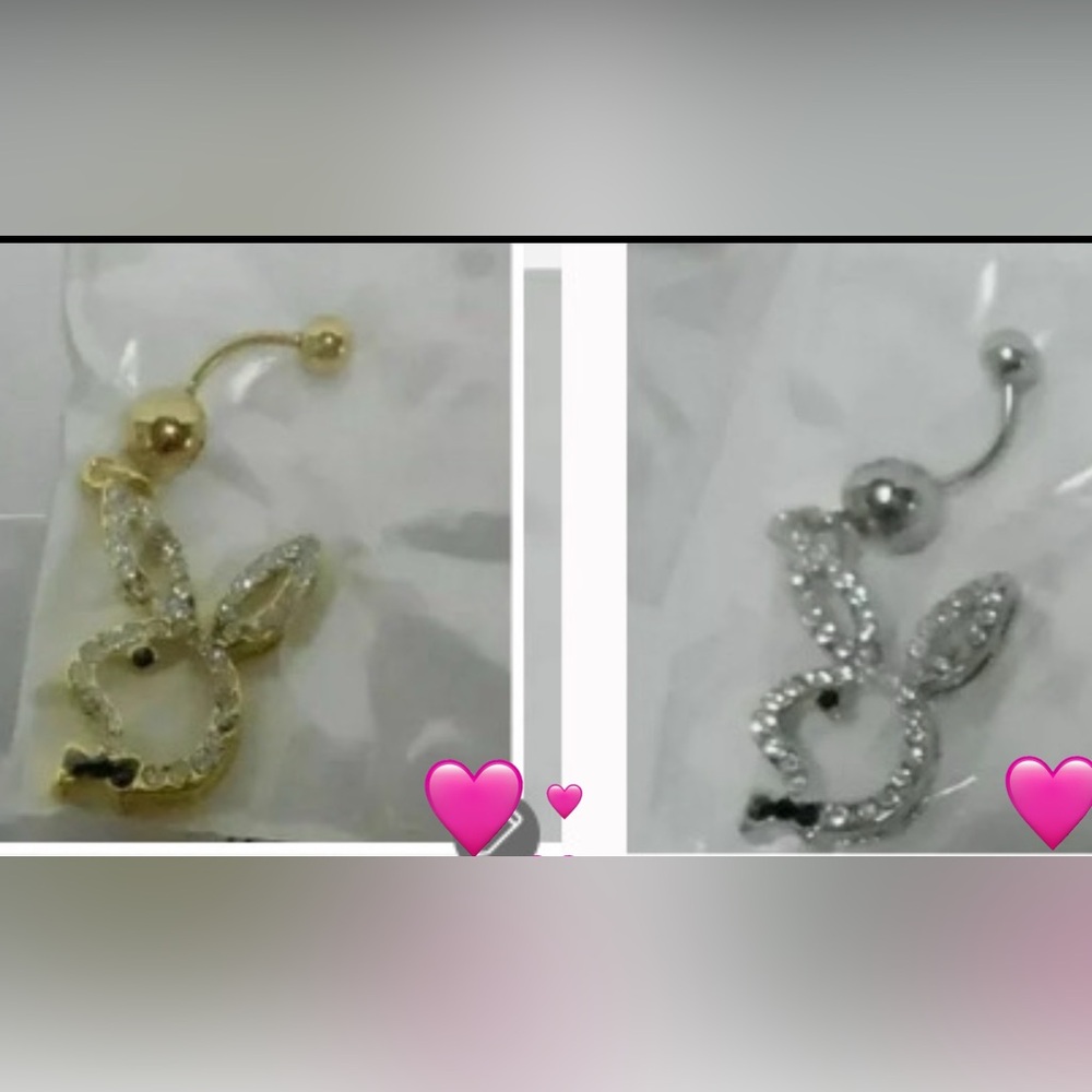 Elegant PLAYBOY Gold or Silver Crystal belly button ring NW WITH PROTECTIVE CASE